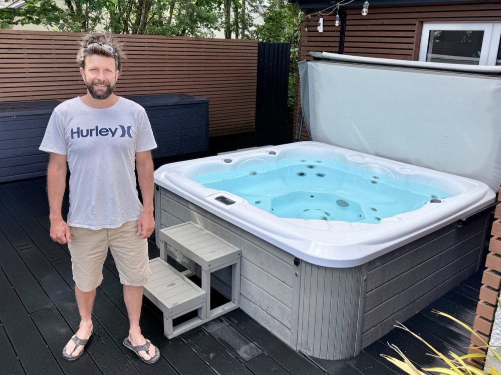 James from Bar-K by hot tub